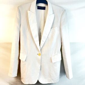Equipment Femme - Chic White Linen Peaked Lapel Blazer - 2/XS - Light Flaws/EUC!